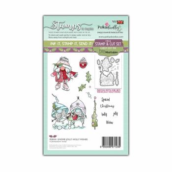 Polkadoodles Stempel "Gnome Jolly Holly Wishes" Clear Stamp-Set