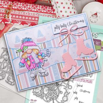 Polkadoodles Stempel "Gnome Jolly Holly Wishes" Clear Stamp-Set