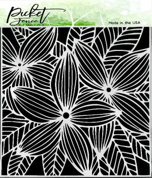 Picket Fence Studios Plumeria Flowers 6x6 Inch Stencil - Schablone