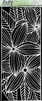 Picket Fence Studios Slim Line Plumeria Flowers 4x10 Inch Stencil - Schablone