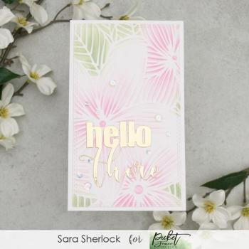 Picket Fence Studios Slim Line Plumeria Flowers 4x10 Inch Stencil - Schablone