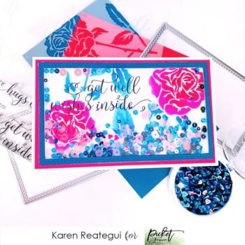 Picket Fence Studios Slim Line Blending Roses 4x10 Inch Stencil - Schablone