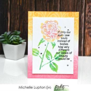 Picket Fence Studios Slim Line Blending Roses 4x10 Inch Stencil - Schablone