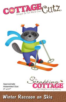 Scrapping Cottage Die - Winter Raccoon on Skis