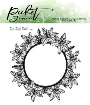 Picket Fence Studios Lilies Picture Frame Clear Stamps 