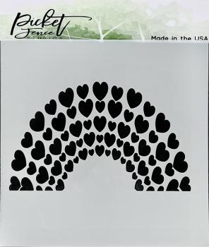 Picket Fence Studios Rainbow of Hearts 6x6 Inch Stencil - Schablone
