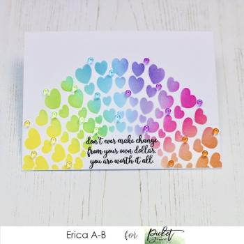 Picket Fence Studios Rainbow of Hearts 6x6 Inch Stencil - Schablone