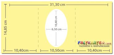 Passepartoutkarte oval 3-Fach DIN A6 in struktur apfelgrün