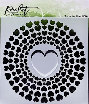 Picket Fence Studios Spiral of Hearts 6x6 Inch Stencil - Schablone