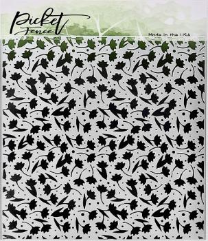 Picket Fence Studios Flowers and Polka Dot Fun 6x6 Inch Stencil - Schablone
