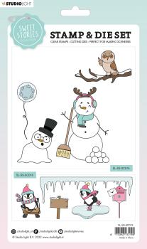 Studio Light -  Stempel mit Stanze Sweet Stories Stamp & Die Snowman