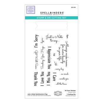 Spellbinders Stempel & Stanzset "Just a Note Sentiments & Tag Stamp & Die Set"