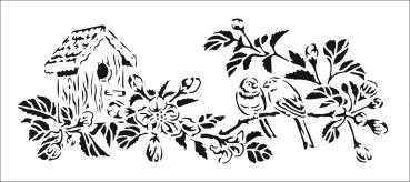 The Crafters Workshop Birdhouse Couple   Slimline Stencil - Schablone 4x9"