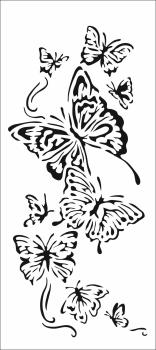 The Crafters Workshop Flying Butterflies   Slimline Stencil - Schablone 4x9"