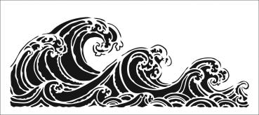 The Crafters Workshop Ocean Waves   Slimline Stencil - Schablone 4x9"