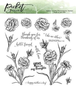 Picket Fence Studios Carnation Flower Garden  Clear Stamps 