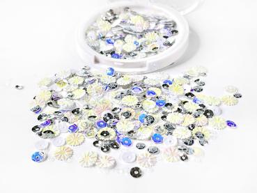 Picket Fence Studios White Bottlecap Flowers Sequin Mix  Sequin Mix - Streuteile 