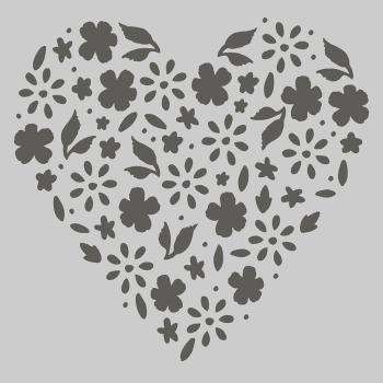 Simple Stories Simple  Happy Hearts Stencil Floral Heart  - Schablone