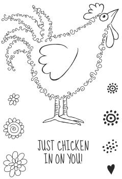 Woodware Fuzzie Friends Clara The Chicken   Clear Stamps - Stempel 