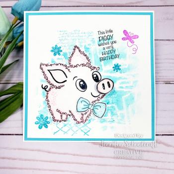 Woodware Fuzzie Friends Pablo The Pig   Clear Stamps - Stempel 