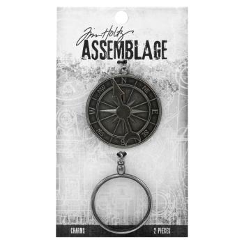 Tim Holtz - Idea Ology " Assemblage Charms Compass and Monocle" - Metall Charms