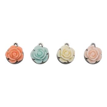 Tim Holtz - Idea Ology "Assemblage Charms Roses" - Metall Charms mit Resin Rosen 