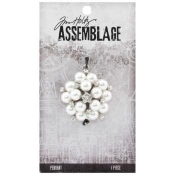 Tim Holtz - Idea Ology " Assemblage Pendant Pearl Cluster" - Metall Charms mit Perlen und Strass