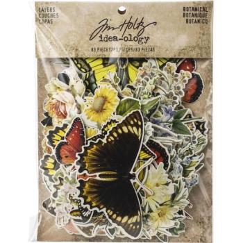 Tim Holtz - Idea Ology "Layers Botanicals" - Papier Dekoration Schmetterling und Blumen