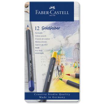 Faber-Castell Aquarellfarben in Näpfchen Castell Goldfaber Colour Pencil Tin Etui FC-114712
