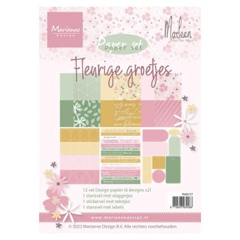 Marianne Design -  Paperset Fleurige groetjes by Marleen