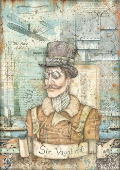 Stamperia "Sir Vagabond Aviator Image " A4 Decoupage / Decopatch Papier 6 Bögen 