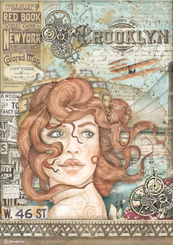 Stamperia " Sir Vagabond Aviator Lady " A4 Decoupage / Decopatch Papier 6 Bögen 