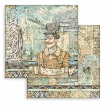 Stamperia "Sir Vagabond Aviator Statue of Liberty" 12x12" Paper Sheet - Cardstock