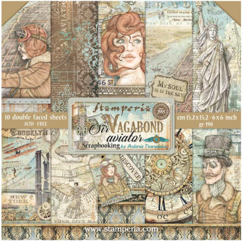 Stamperia "Sir Vagabond Aviator" 6x6" Paper Pack - Cardstock