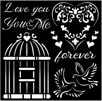 Stamperia Schablone - Stencil "You and Me Love Me"