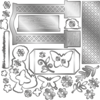 Gemini 3D Scene Builder Butterfly Borders Stamp & Die - Stempel & Stanze 