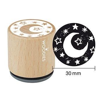Woodies-  Moon and Stars  - Rubber Stamp 