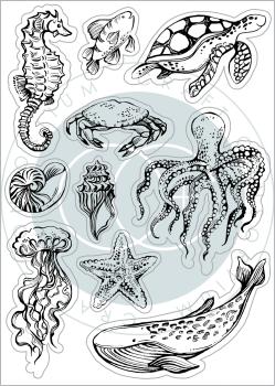 Craft Consortium Ocean Tale Clear Stamps Sea Life 