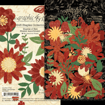 Graphic 45 "Flower Assortment Shades of Red" Ephemera - Stanzteile