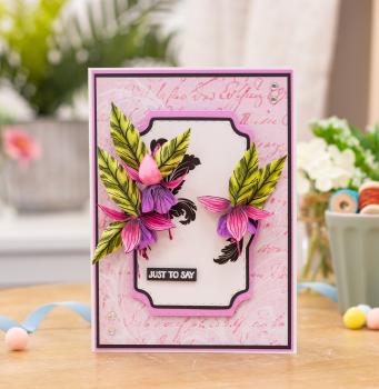 Gemini  Decoupage Flower Stamp & Die Fabulous Fuchsia - Stempel & Stanze 