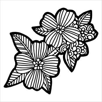 The Crafters Workshop Dogwood Pair   Stencil - Schablone 6x6"