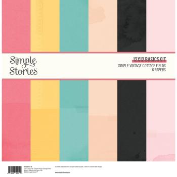 Simple Stories  Simple Vintage Cottage Fields 12x12 Inch Basics Kit - Basic Cardstock 12x12 Inch