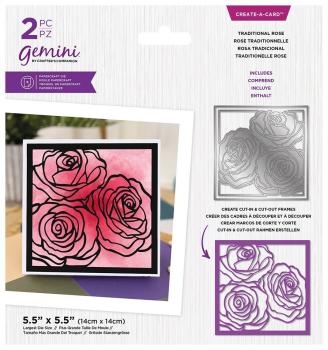 Gemini Framed Floral Create-a-Card Dies Traditional Rose  - Stanze - Traditionelle Rose 