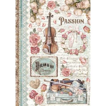 Stamperia " Passion Music " A4 Decoupage / Decopatch Papier 6 Bögen 