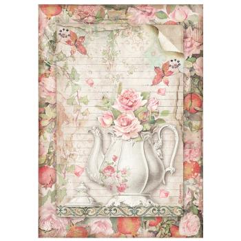 Stamperia "Casa Granada Teapot with Flowers " A4 Decoupage / Decopatch Papier 6 Bögen 