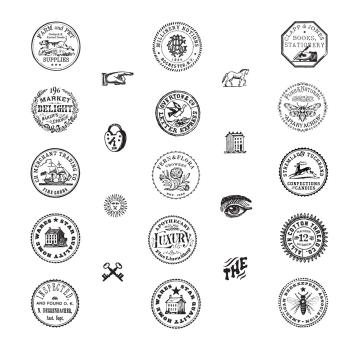 Spellbinders Stempelset - "Circle Label Icons" - Silikonstempel