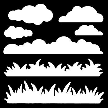 Woodware  Grass & Clouds Stencil  - Schablone