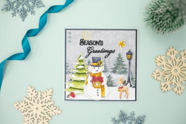 Crafters Companion -Vintage Snowman Metal Die Seasonal Sentiments - Stanze