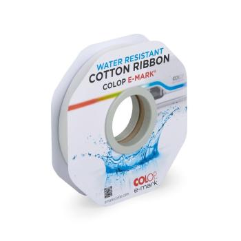 Colop E-MARK - Cotton Ribbon Water Resistant White 15mm x 25m - Band