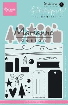 Marianne Design - Maker Is Me Stamp & Die Gift Wrapping Tags & Threads 